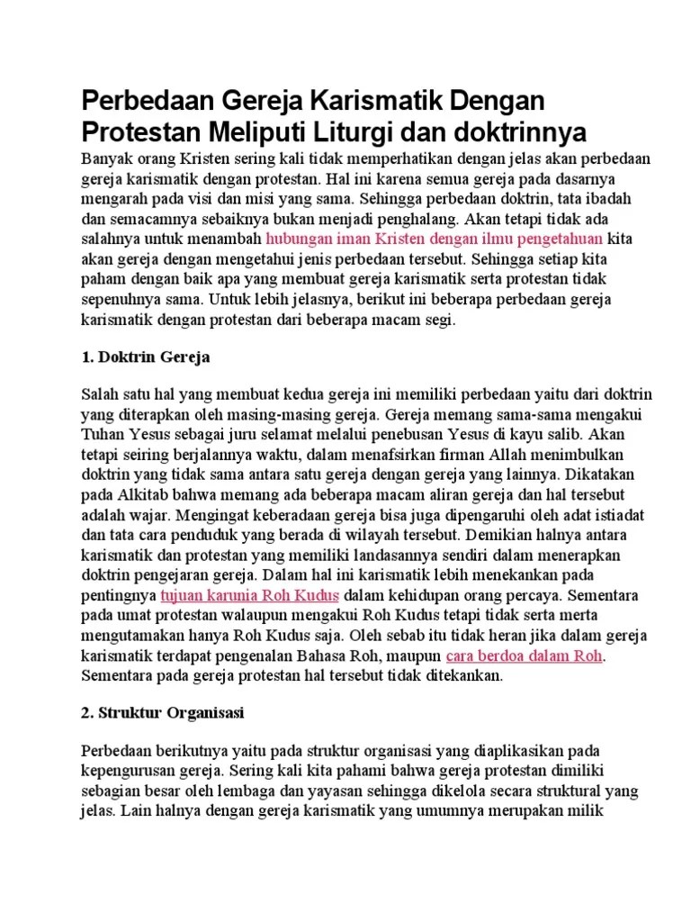 Perbedaan Gereja Karismatik Dengan Protestan | PDF