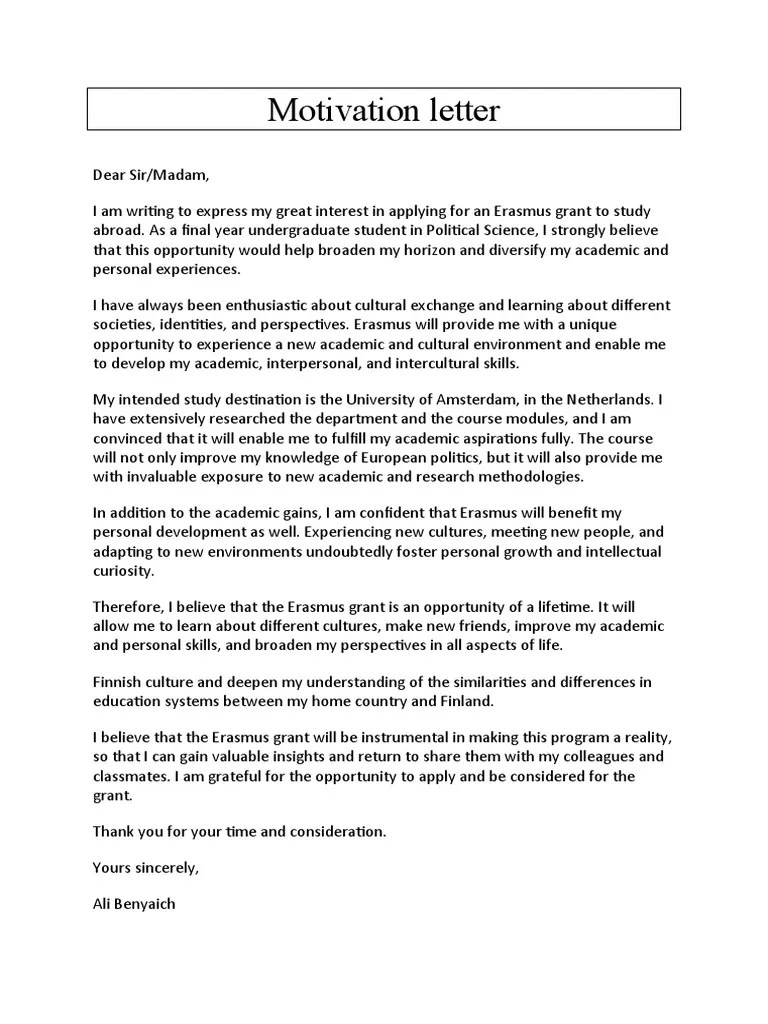 Motivation Letter | PDF