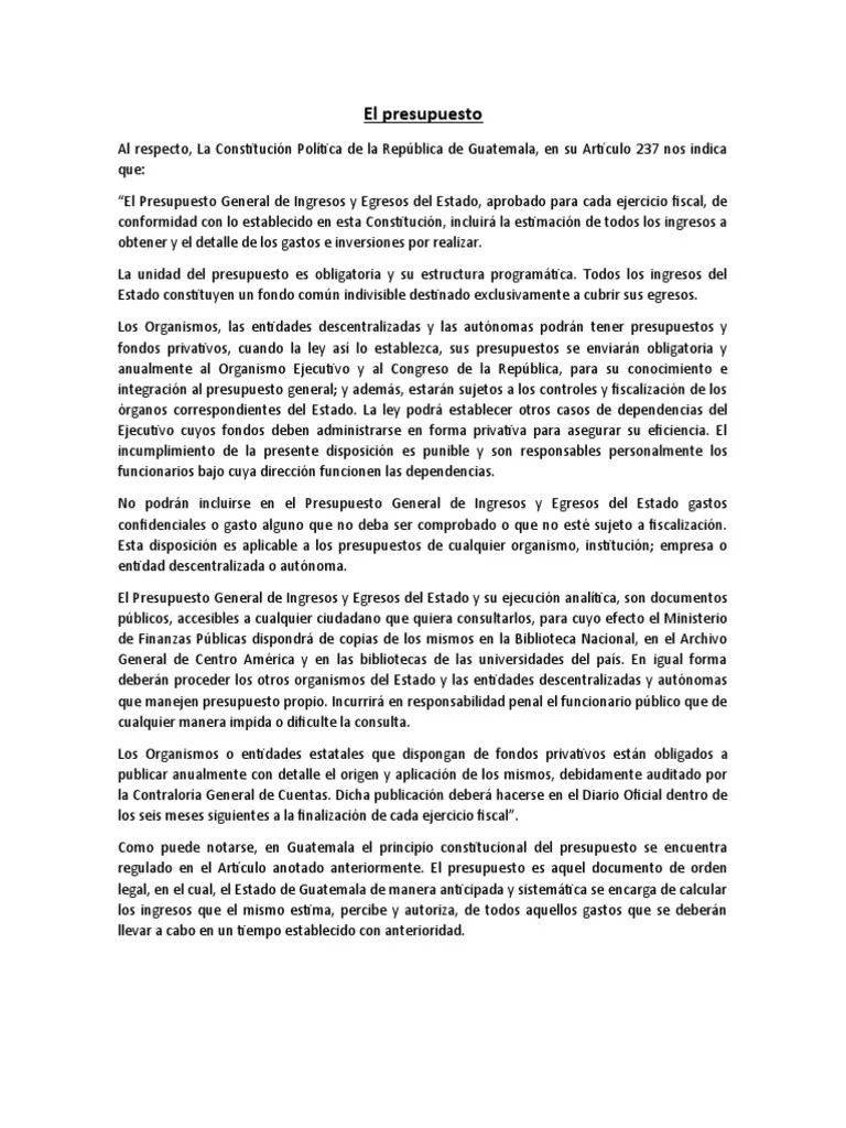 El Presupuesto | PDF | Presupuesto | Guatemala