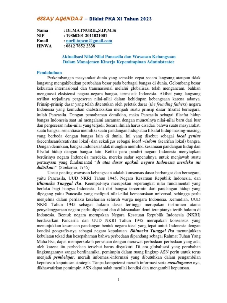 Aktualisasi Nilai Nilai Pancasila Dan Wa | PDF