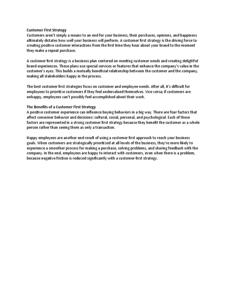 Customer First Strategy | PDF