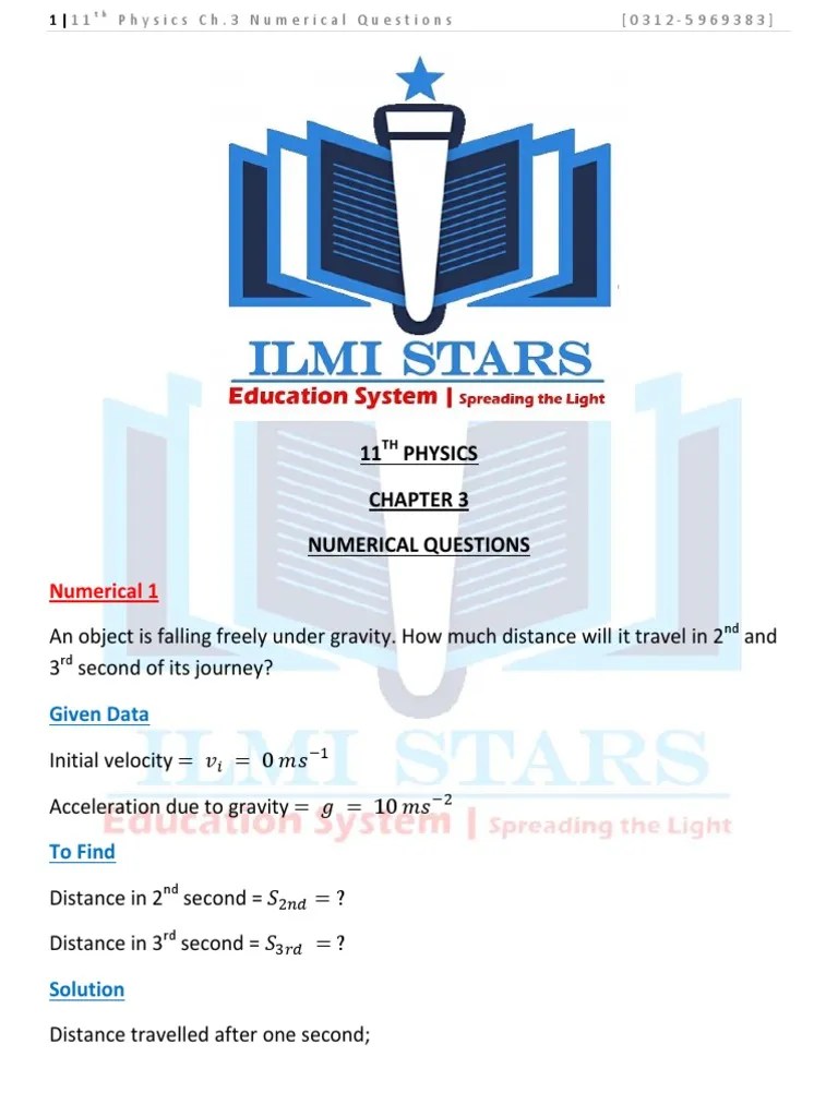 11th Physics Ch.3 Numerical Questions-2 With Tricky Solution | PDF ...