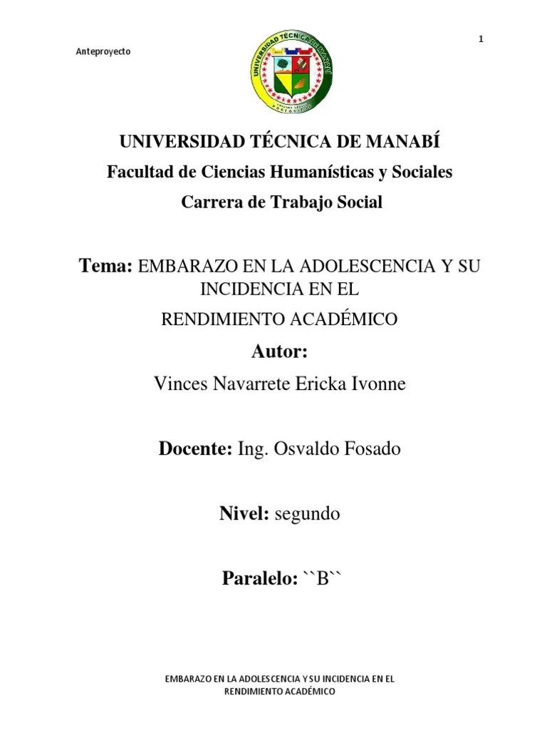 Embarazo En La Adolescencia Y Su Incidencia En El | PDF | Adolescencia | El Embarazo