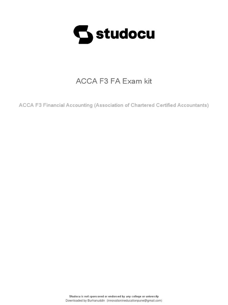 Acca F3 Fa Exam Kit STUDCO | PDF | Debits And Credits | Bookkeeping
