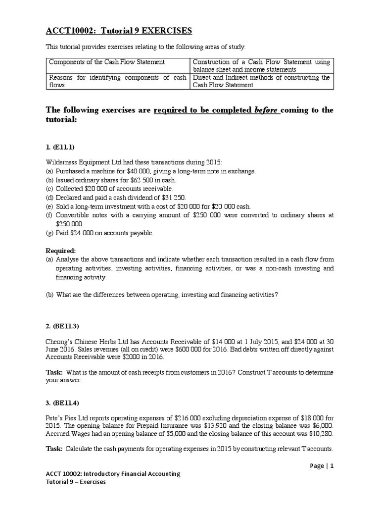 ACCT10002 Tutorial 9 Exercises | PDF | Expense | Dividend