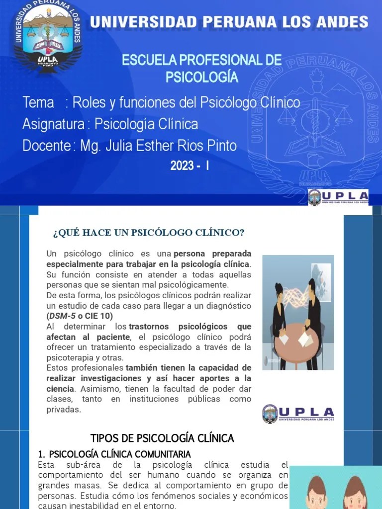 2 Semana Roles Y Funciones Del Psicólogo Clínico 18 De Abril Del 2022 2 ...