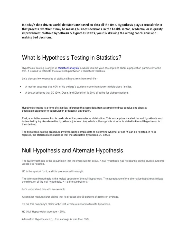 Unit-4 Hypothesis - Testing | PDF | Type I And Type Ii Errors | Statistical Hypothesis Testing