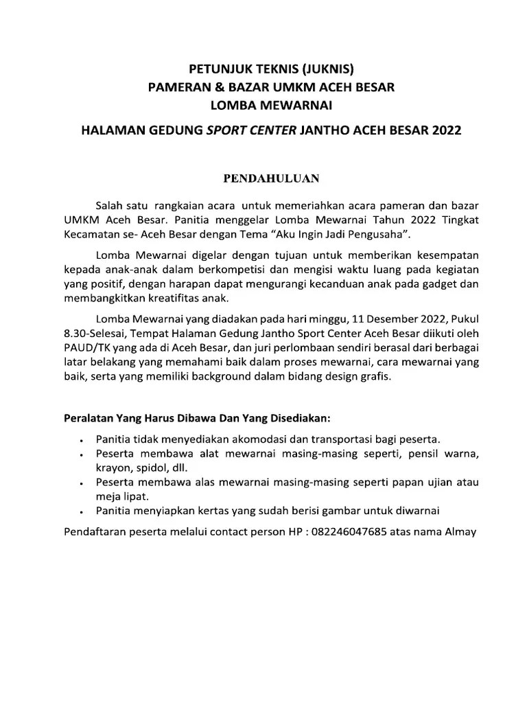 Petunjuk Teknis Lomba Mewarnai PDF | PDF