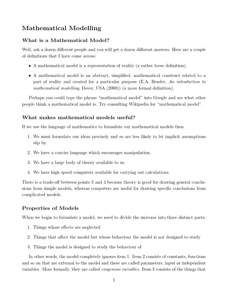 Modelling | PDF | Mathematical Model | Mathematics