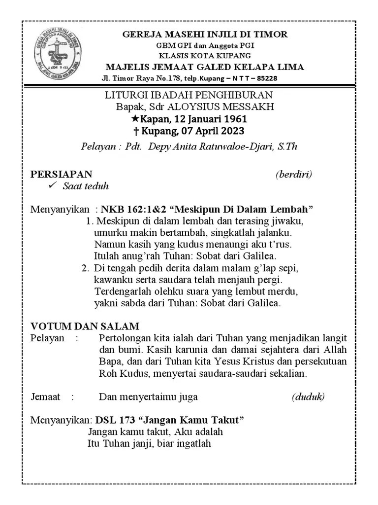 LITURGI PENGHIBURAN PDT Ita | PDF