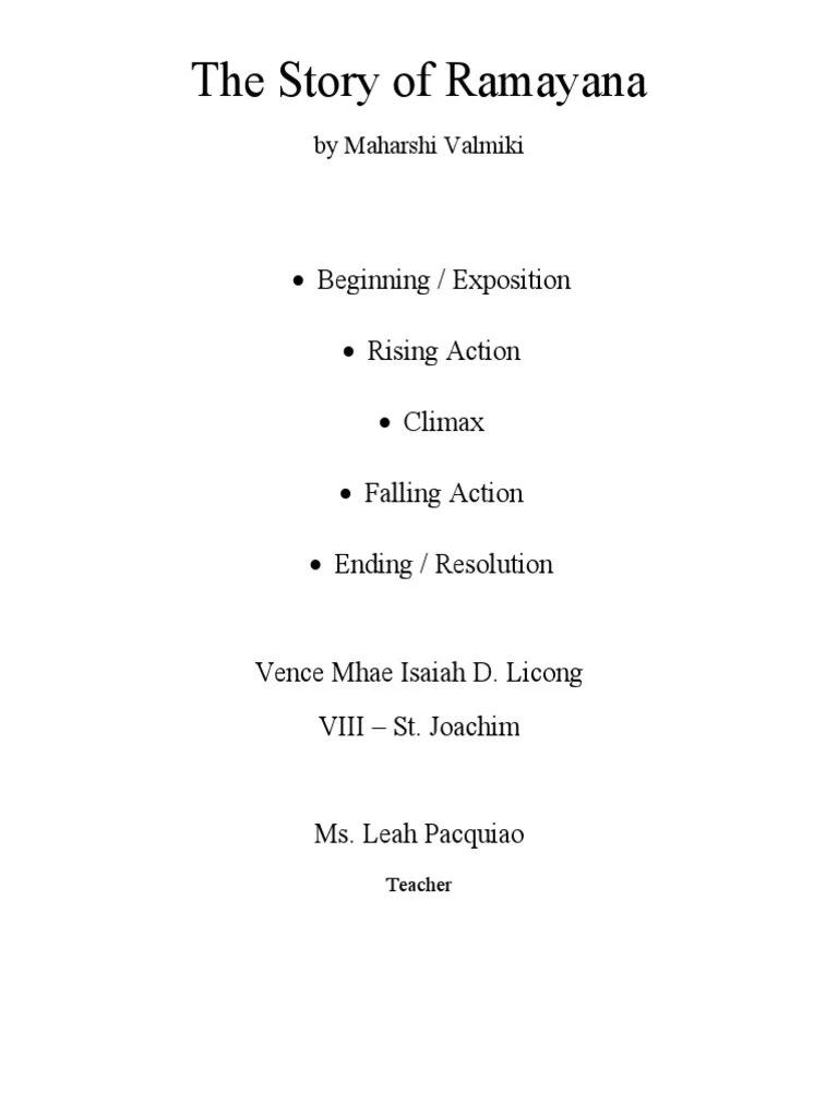 The Story Of Ramayana | PDF