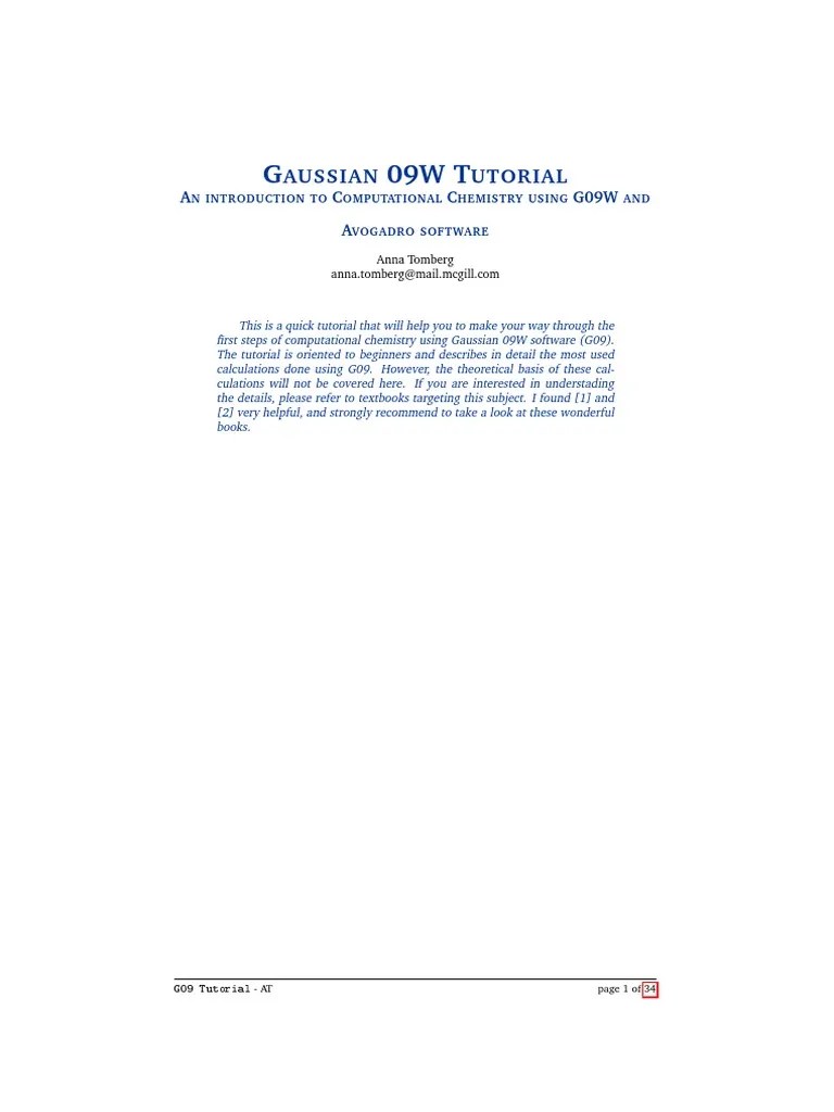 Gaussian Tutorial | PDF
