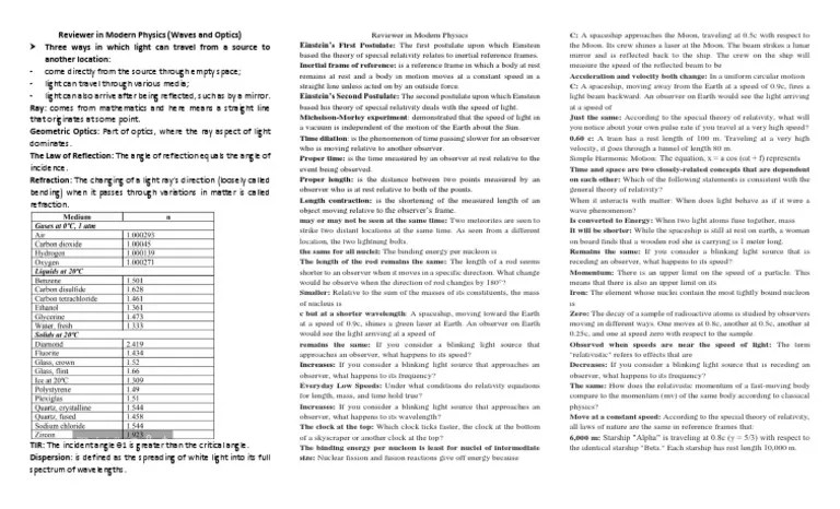 Waves And Optics | PDF