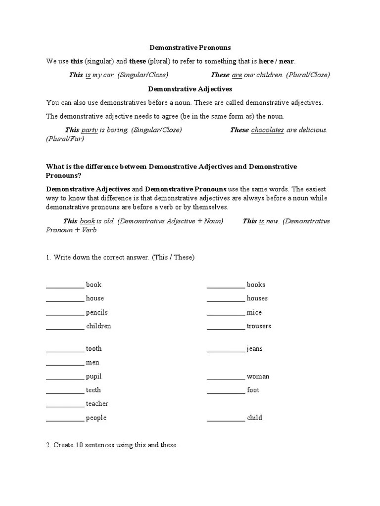 Demonstrative Pronouns | PDF