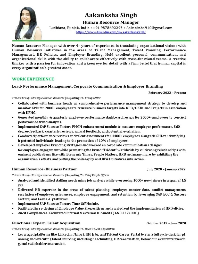 Aakanksha Singh - HR Resume PDF | PDF