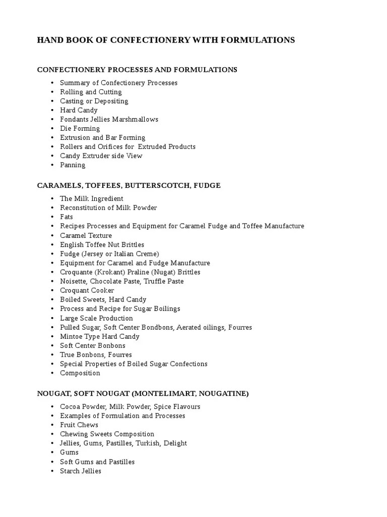 Hand Book Of Confectionery With Formulations PDF | PDF | Confectionery | Chocolate
