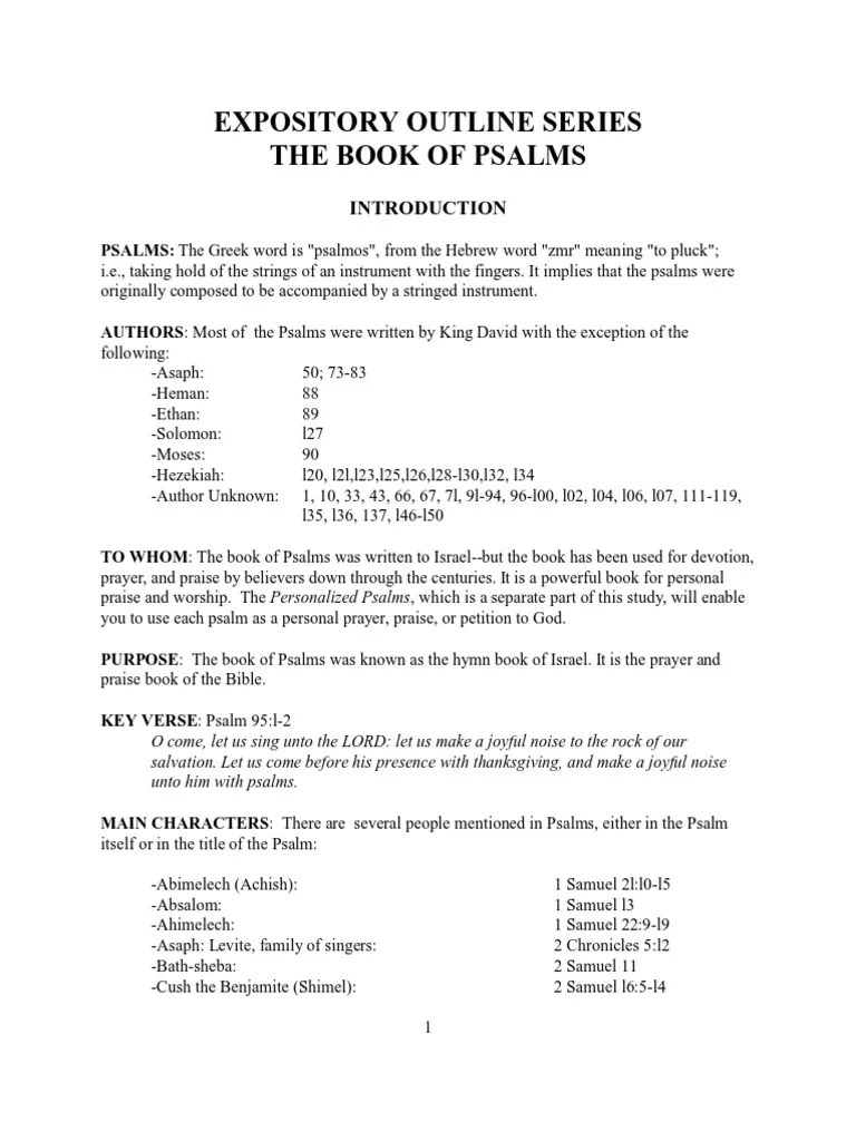 Translationsenglishlegacypsalms - TheExpositoryStudy - Outline - PDF 3 ...