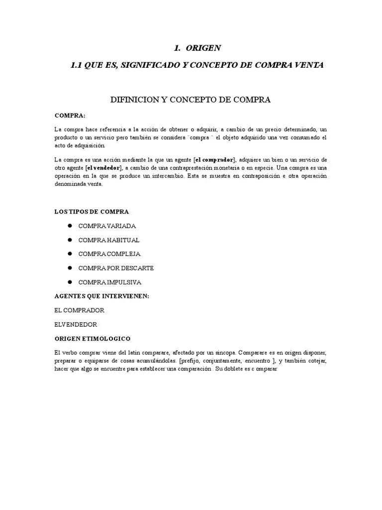 Difinicion Y Concepto De Compra Pdf Negocios Finanzas Y Dinero