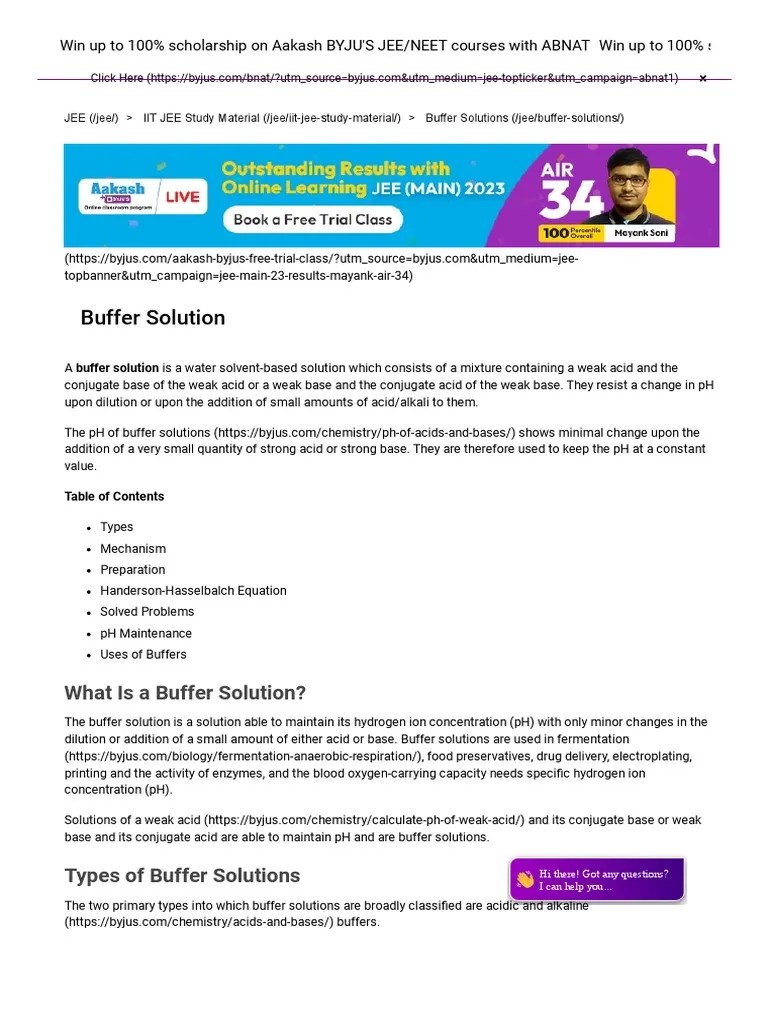 Buffer Solution - Acidic And Basic Buffers, Preparations, Examples.pdf ...
