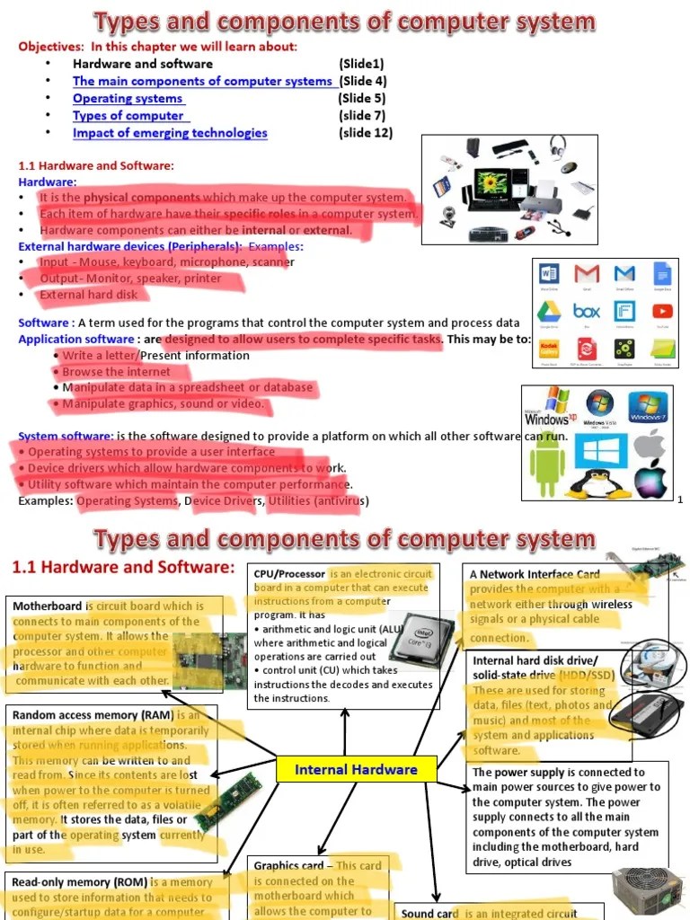 Unit 1 - Types And Components Of Computer Systems PDF | PDF