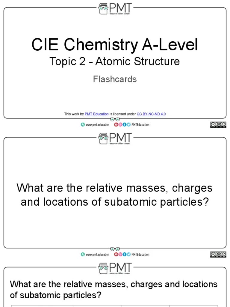 Flashcards - Topic 2 Atomic Structure - CIE Chemistry A-Level PDF | PDF