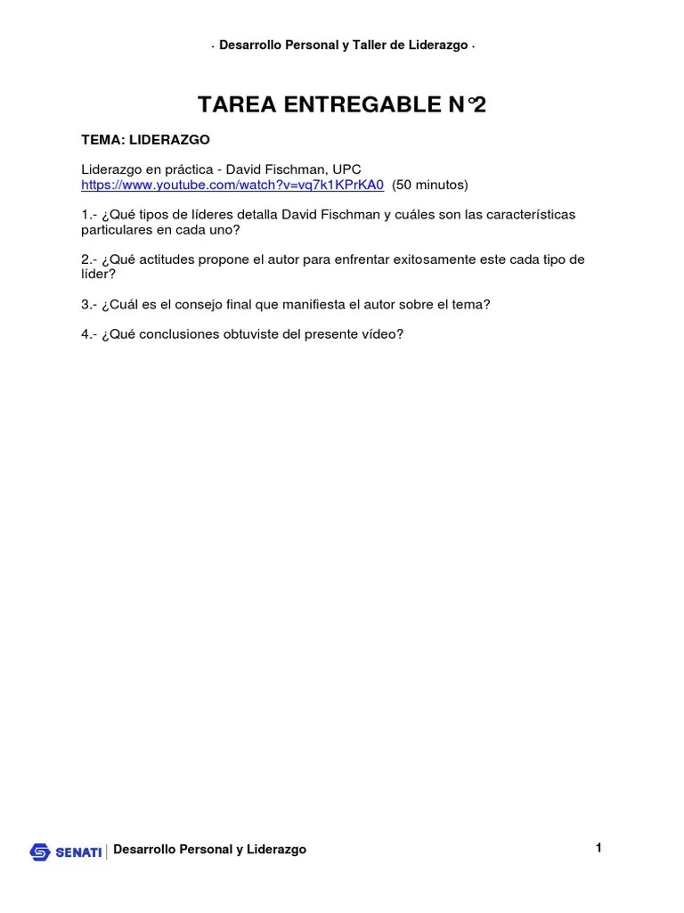 Actividad Entregable 2 Desarrollo Personal Y Taller De Liderazgo PDF | PDF