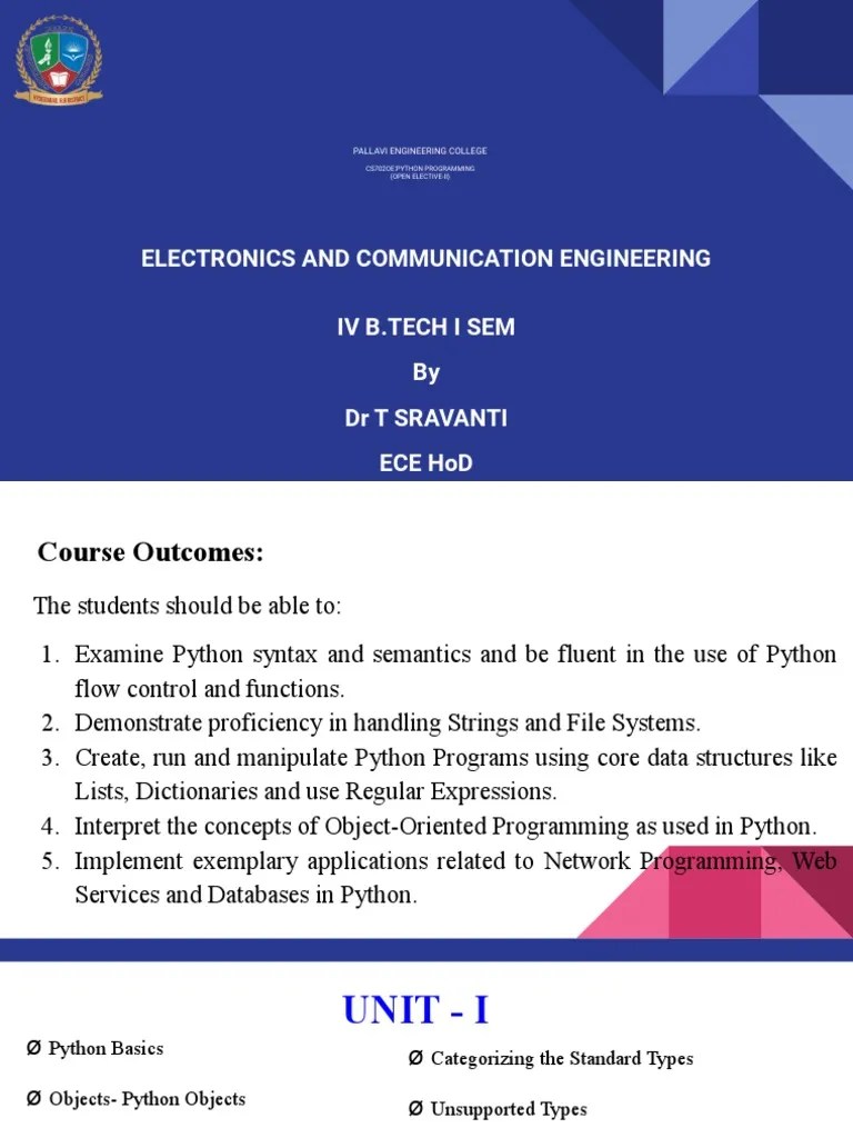 Python Programming Unit 1 | PDF