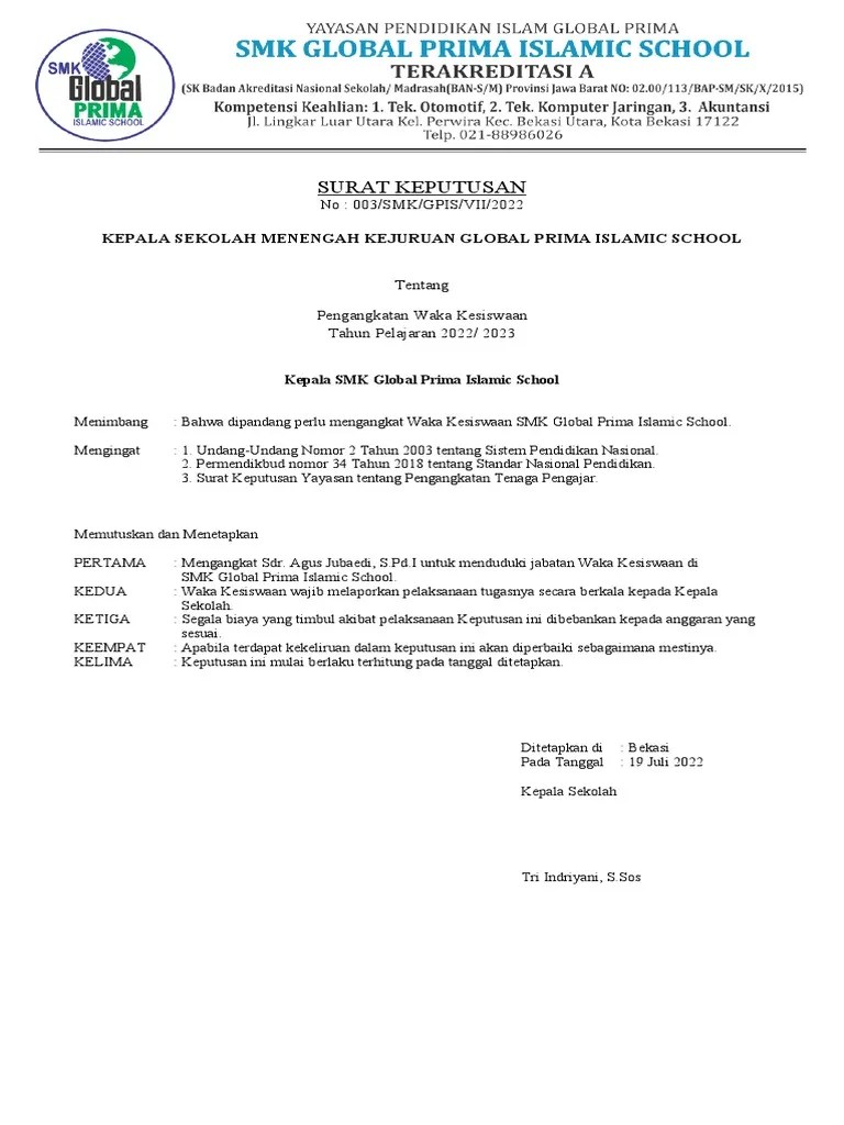 SK Kesiswaan 2022-2023 | PDF