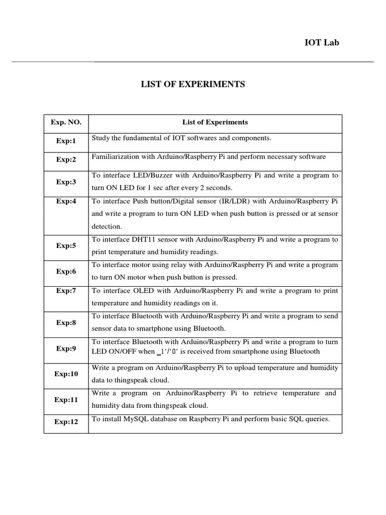 Iot Lab Manual PDF | PDF