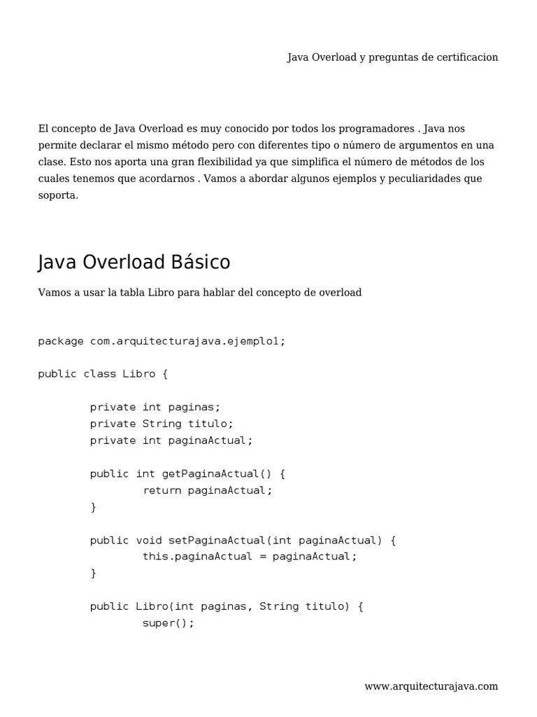 Java Overload Y Preguntas De Certificacion | PDF | Java (lenguaje De ...