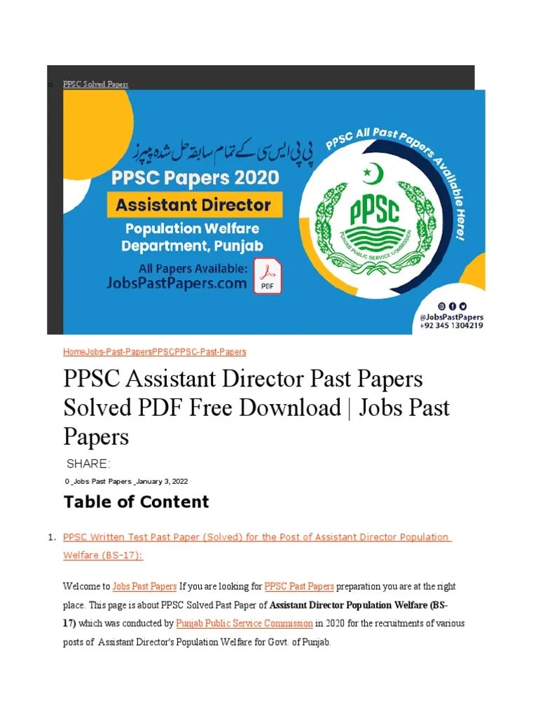 PPSC Solved Papers | PDF | Travel