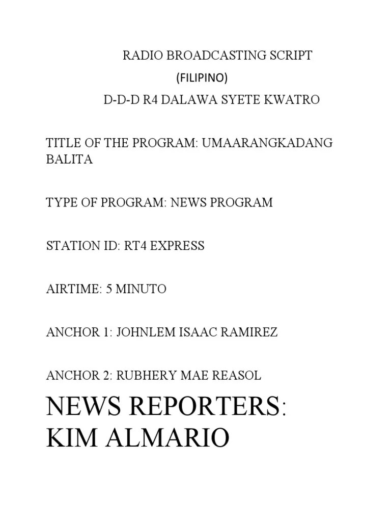 Radio Broadcasting Script | PDF