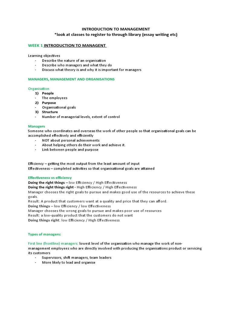 INTRODUCTION TO MANAGEMENT Notes | PDF | System | World Trade Organization