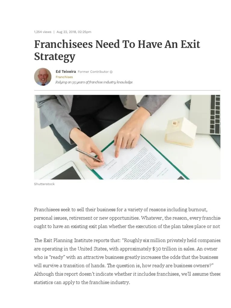 Franchisees Need To Have An Exit Strategy | PDF | Franchising | Sales