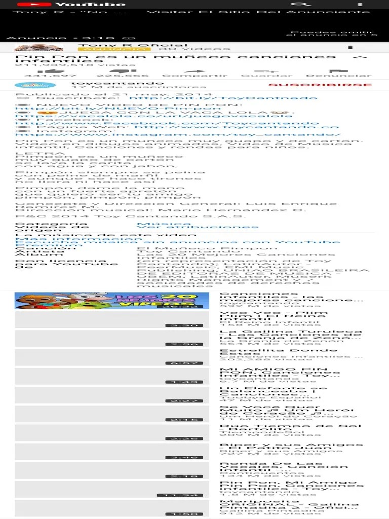Pin Pon Es Un Muñeco Canciones Infantiles - YouTube | PDF