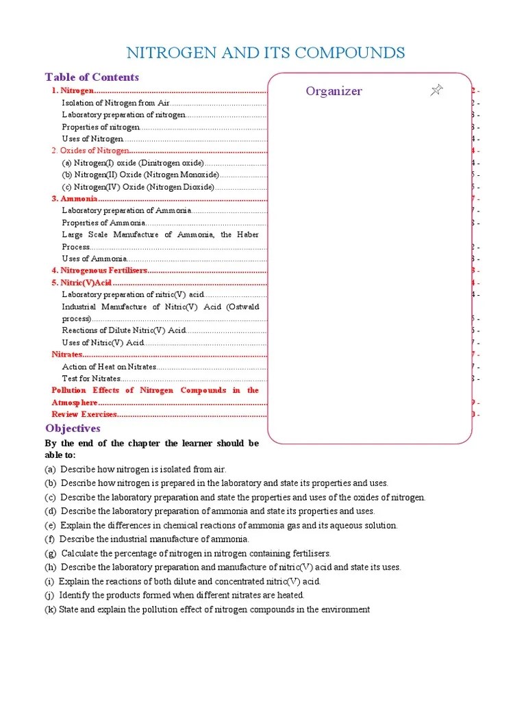 3.4 Nitrogen And Its Compounds | PDF