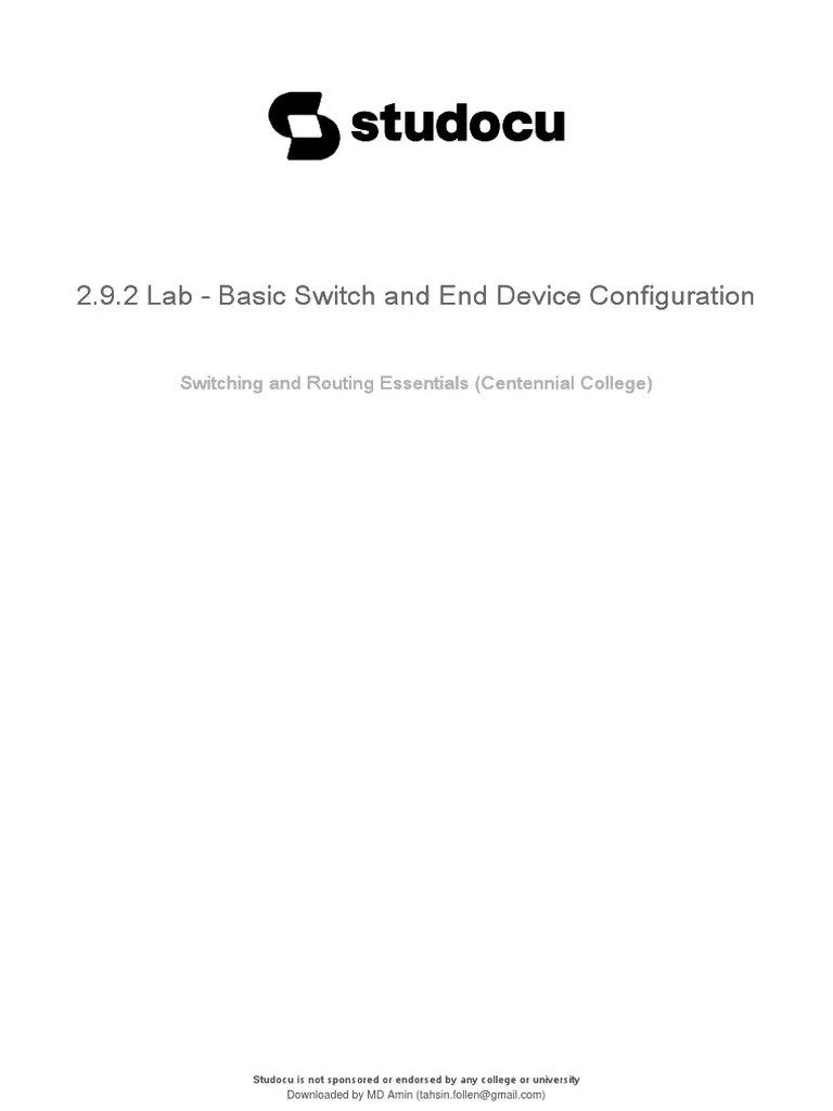 292 Lab Basic Switch And End Device Configuration | PDF | Network ...