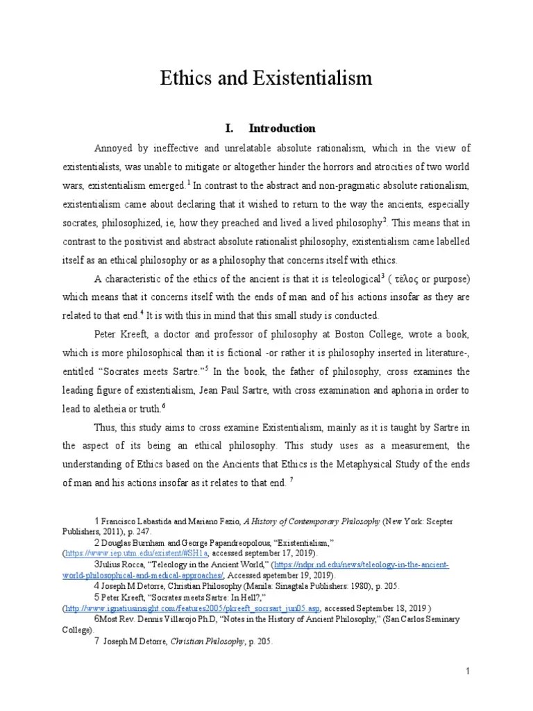 Notes In Existentialism | PDF | Existentialism | Thomas Aquinas