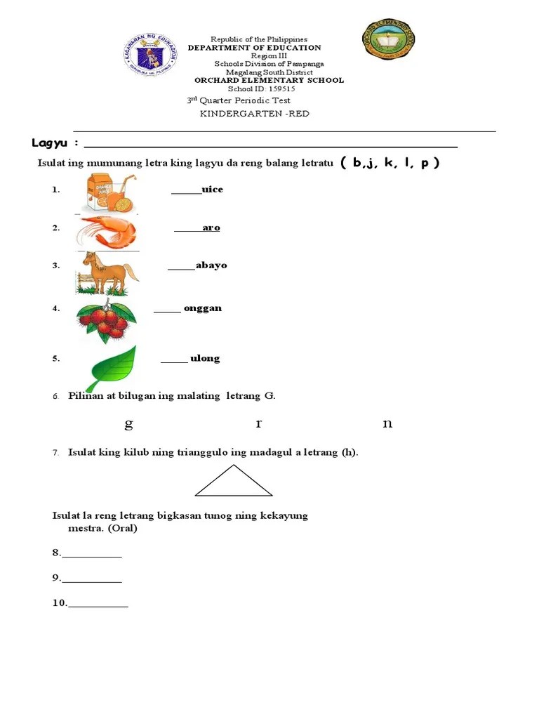 Kinder-Red 3RD Quarter | PDF