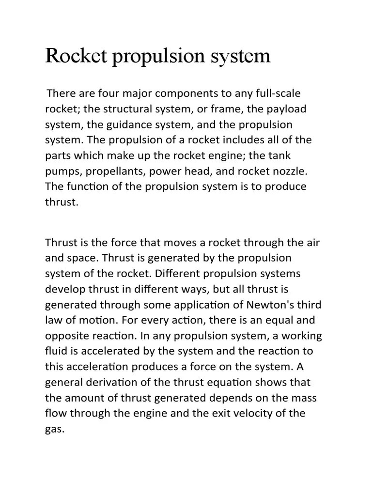 Rocket Propulsion System | PDF