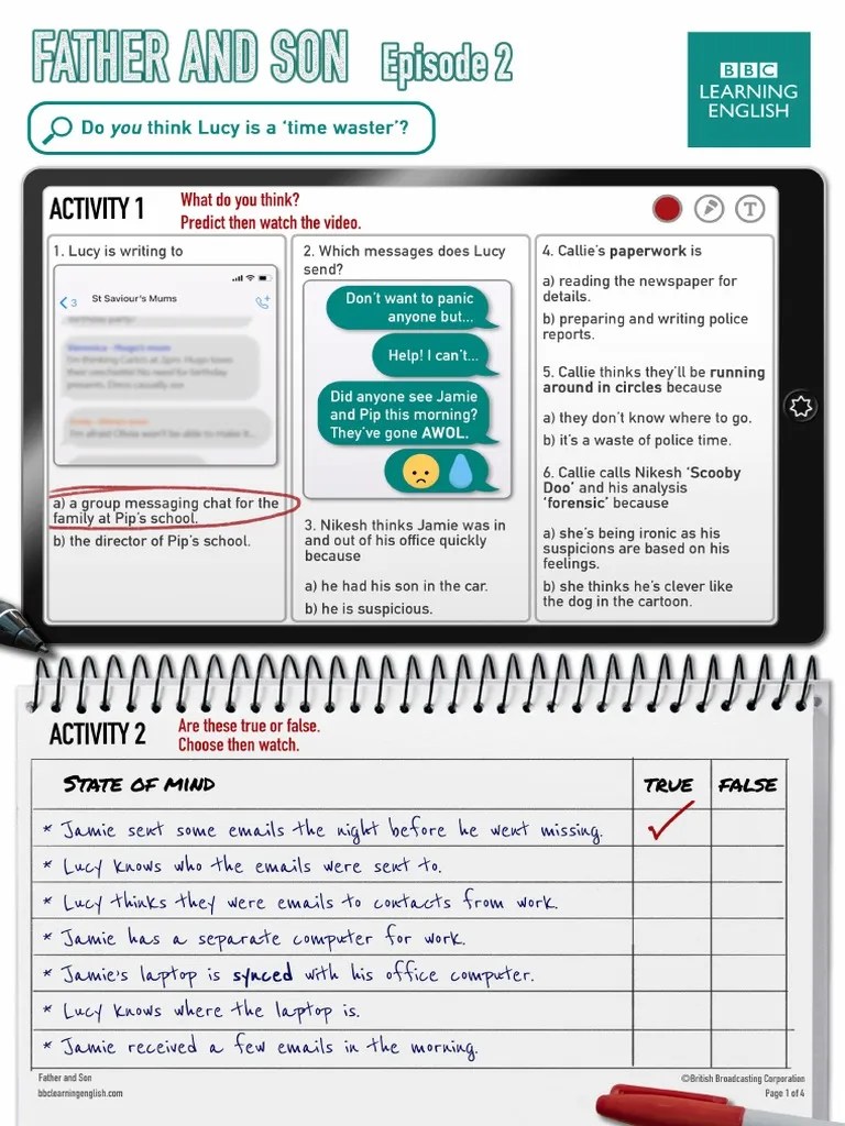 BBC Learning English Drama Father And Son Episode 2 Worksheet | PDF