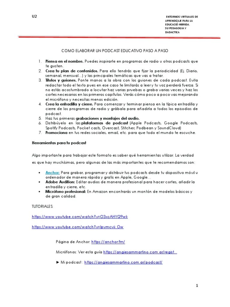 Como Elaborar Un Podcast Educativo Paso A Paso | PDF | Podcast | Informática