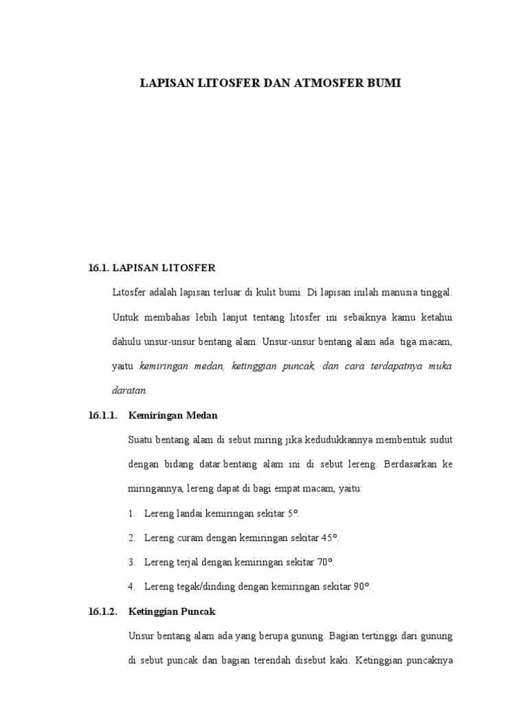 Lapisan Litosfer Dan Atmosfer Bumi