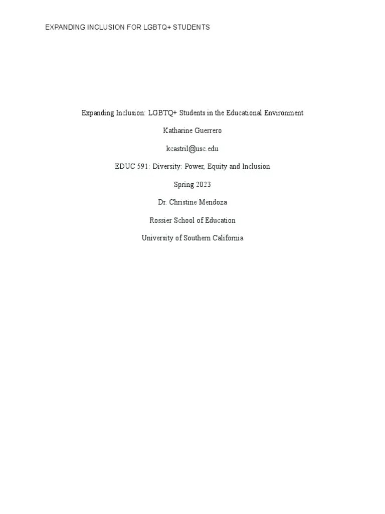 Expanding Inclusion LGBTQ Students In The Educational Environment | PDF | Lgbt | LGBTQIA+ Studies