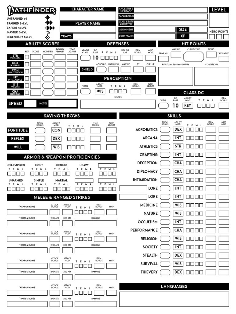 XALC's Expanded PF2 Character Sheet PDF | PDF | D20 System | Gaming