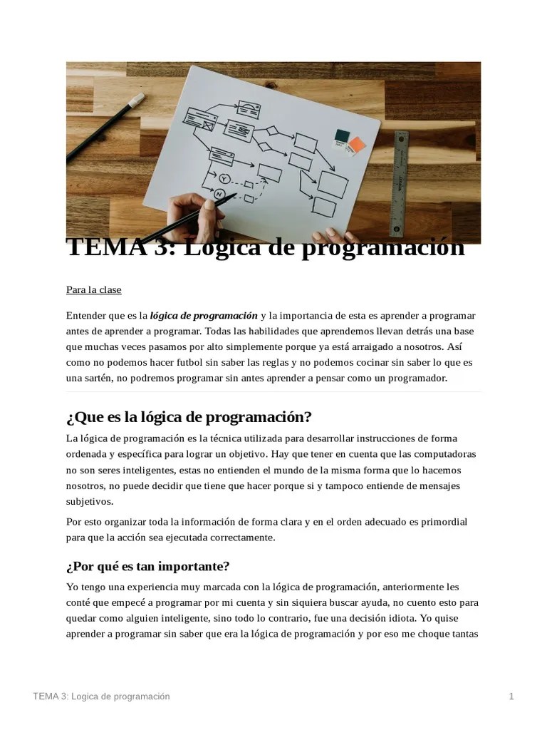 TEMA 3 Logica De Programacion | PDF | Algoritmos | Lenguaje De Programación