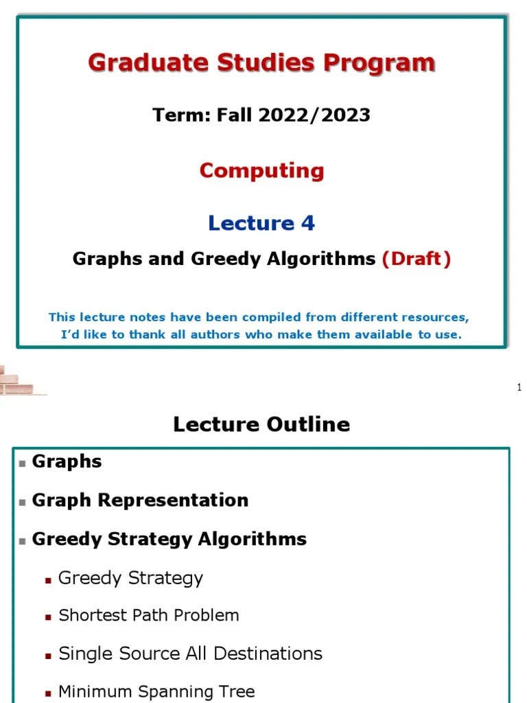 Graphs And Greedy Algorithms Lecture Notes | PDF | Vertex (Graph Theory ...