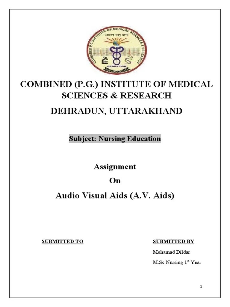 Assignment AV-Aids-File-Msc-Nursing-1st-year - MD - Final | PDF ...
