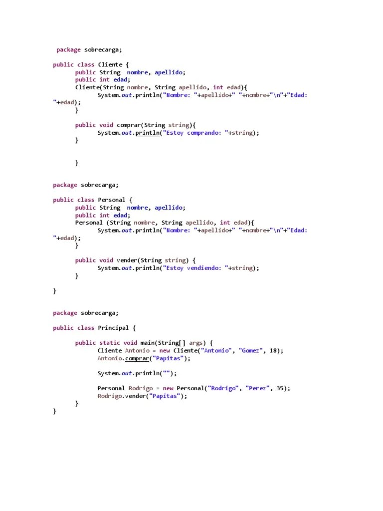 Sobrecarga Metodos Y Clases | PDF