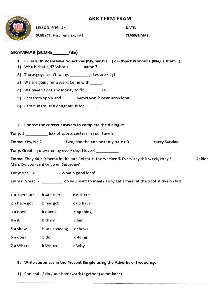 6th Grammar Exam | PDF | Cognitive Science | Linguistic Typology